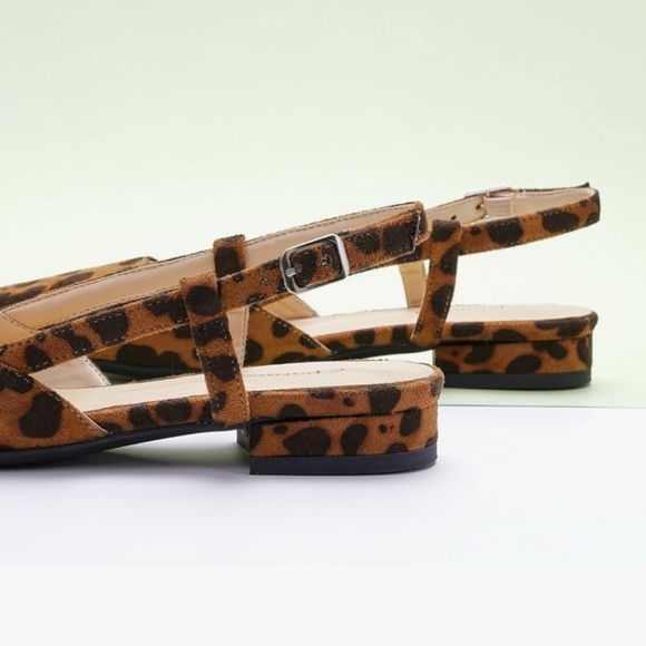 NWT C.Paravano Leopard Print Pointed Toe Slingback Flats - EU 38.5 / US 8 - Picture 2 of 5